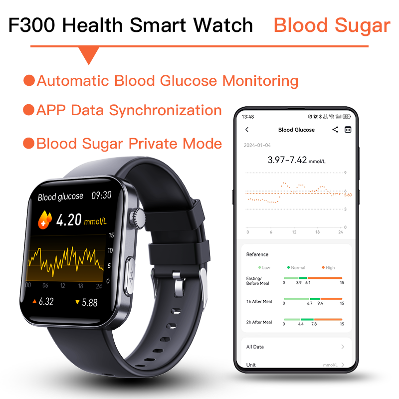ECG smart watch with blood pressure monitor body temperature blood glucose heart rate blood oxygen-4