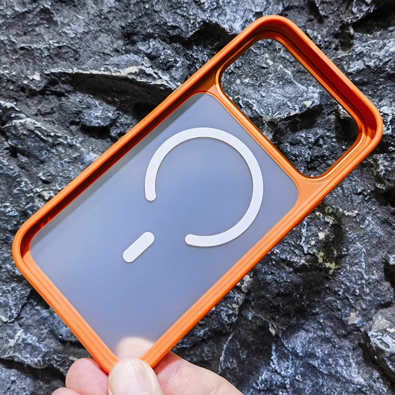 High Quality For Magsafe Case For iPhone 17 Pro Max / 17 Pro Magnetic Frosted Camera Metal Frame Shell