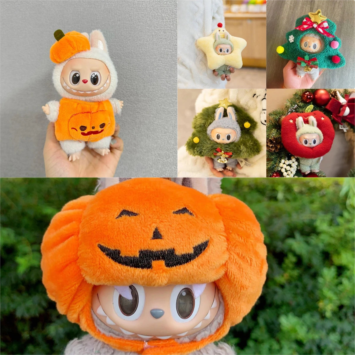 Pumpkin Halloween Set&Christmas Tree Star Dress for 3.0 Labubu Doll Outfit Cute Protective Shell Accessories Holiday Gifts