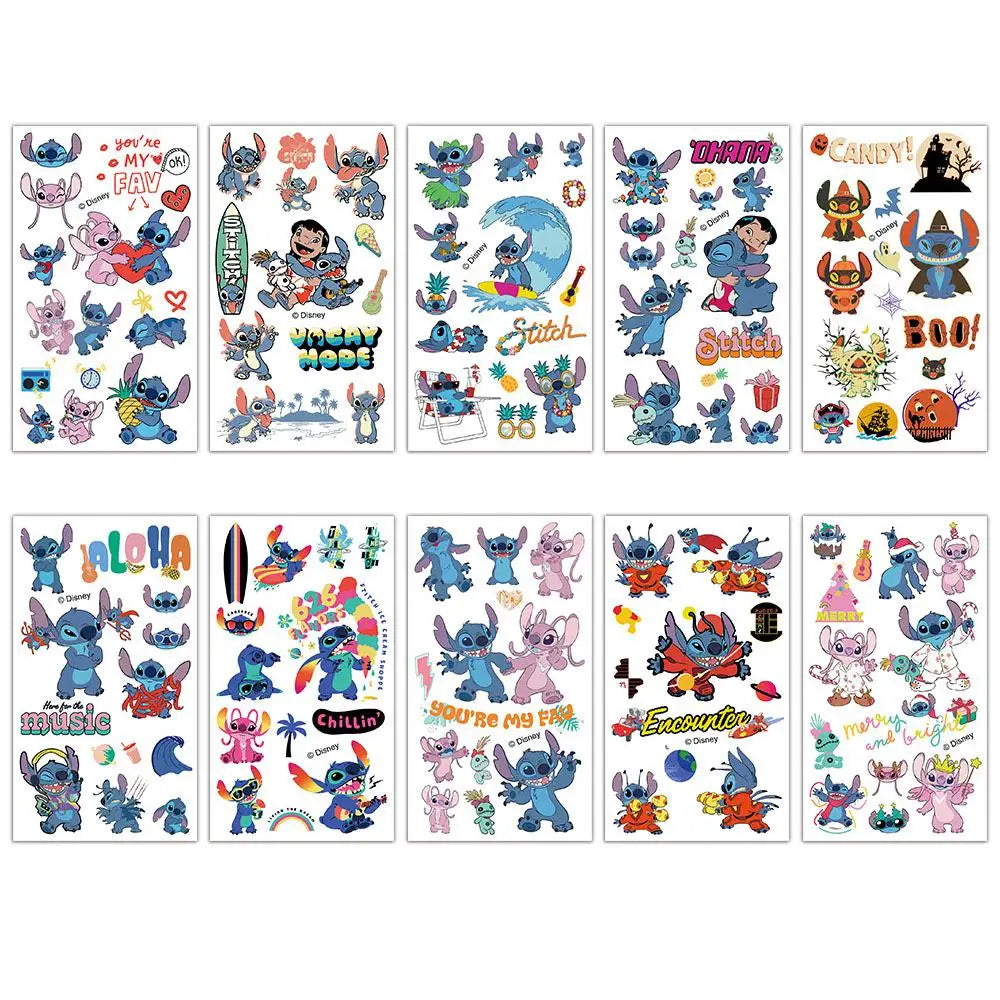 Tatouages Temporaires Stitch - Set 10pcs Halloween Cartoon Interstellaire