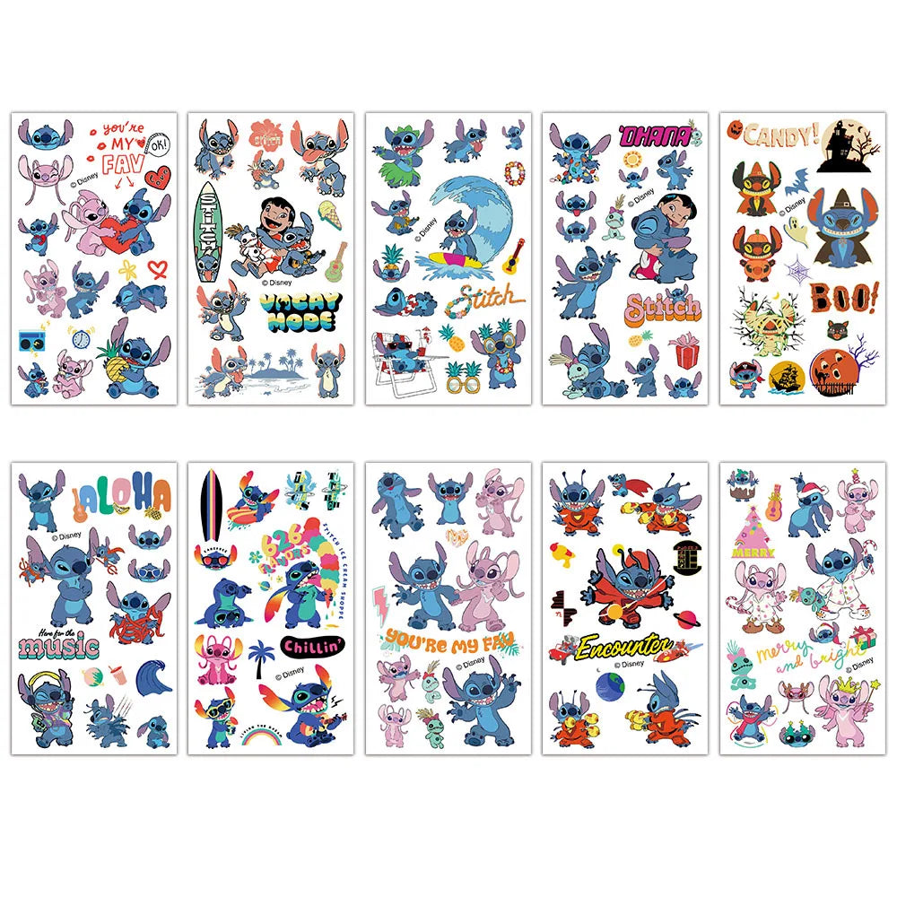 Tatouages Temporaires Stitch - Set 10pcs Halloween Cartoon Interstellaire