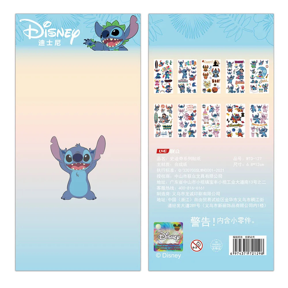 Tatouages Temporaires Stitch - Set 10pcs Halloween Cartoon Interstellaire
