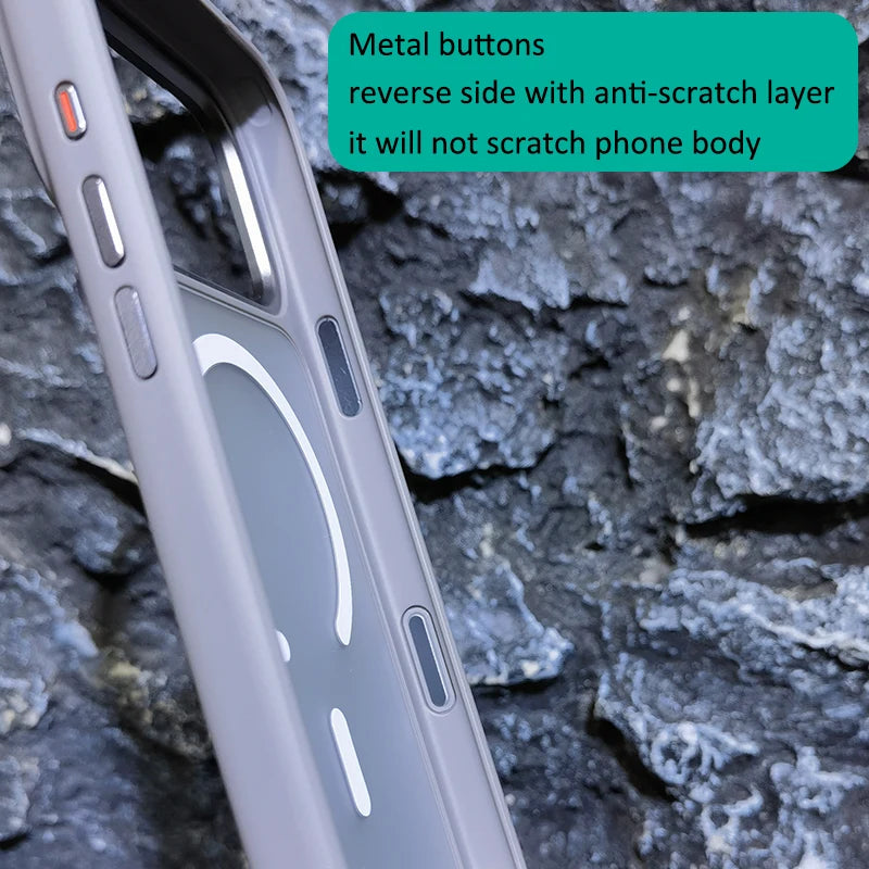 High Quality For Magsafe Case For iPhone 17 Pro Max / 17 Pro Magnetic Frosted Camera Metal Frame Shell
