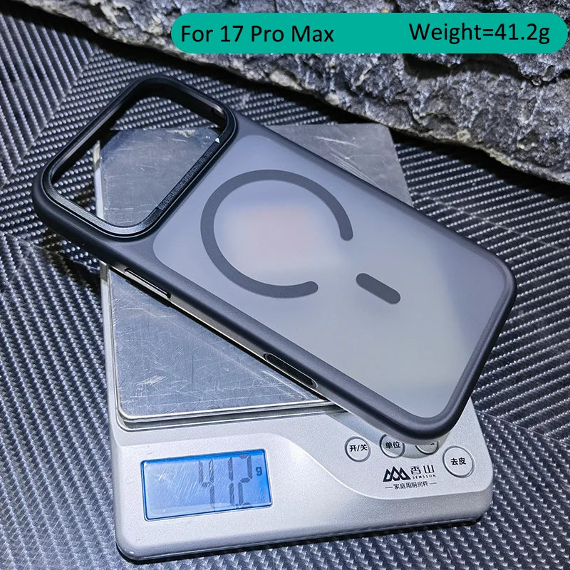 High Quality For Magsafe Case For iPhone 17 Pro Max / 17 Pro Magnetic Frosted Camera Metal Frame Shell