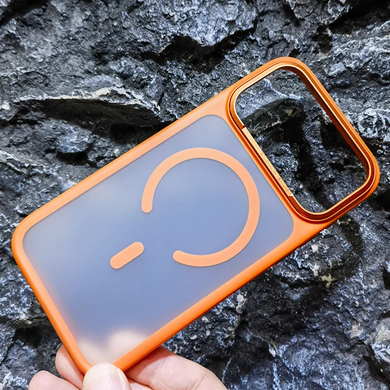 High Quality For Magsafe Case For iPhone 17 Pro Max / 17 Pro Magnetic Frosted Camera Metal Frame Shell
