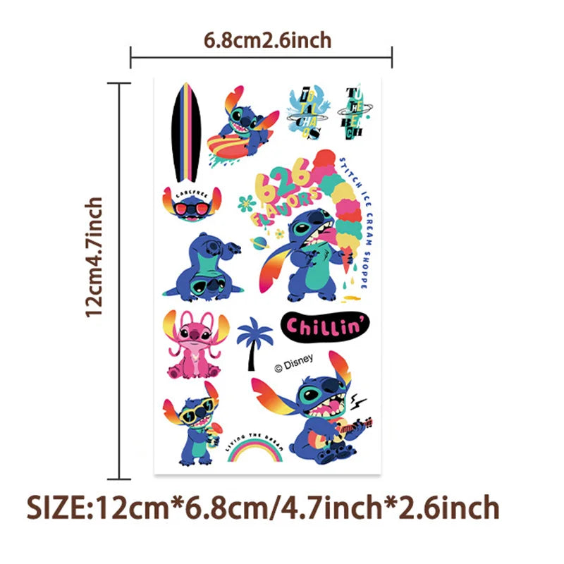 Tatouages Temporaires Stitch - Set 10pcs Halloween Cartoon Interstellaire